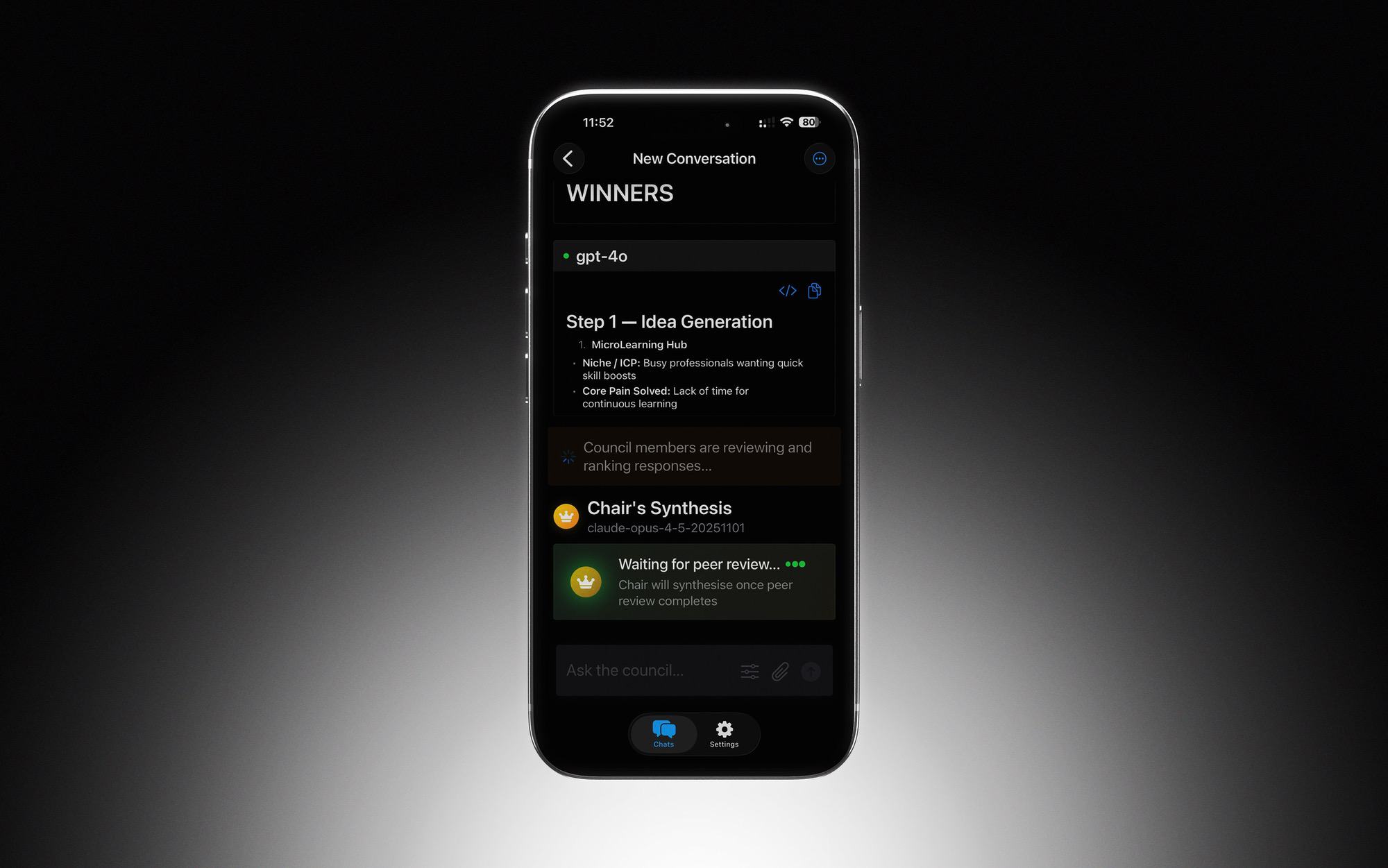 AI Council on iPhone