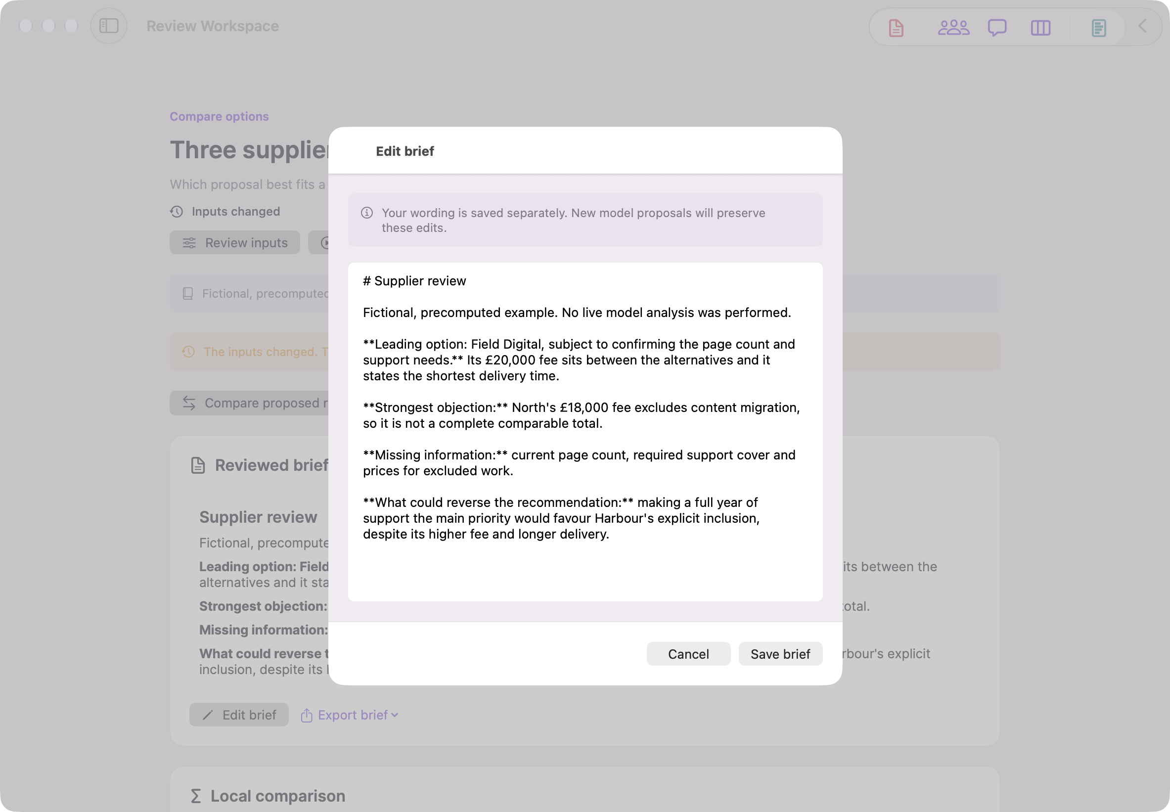 Edit and export your brief